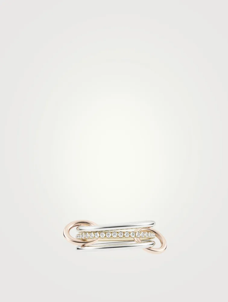 Sonny MX 18K Gold Stacked Ring With Diamonds