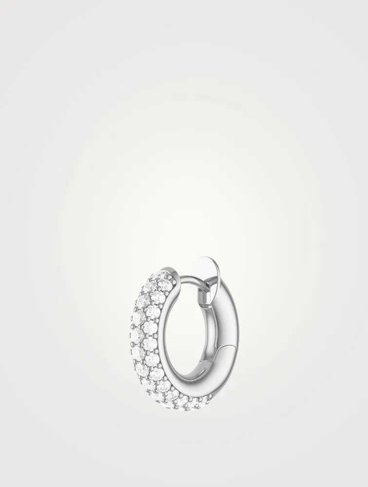 18K White Gold Macrohoop Earring With Diamonds