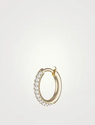 18K Gold Microhoop Earring With Diamonds