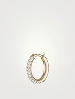 18K Gold Microhoop Earring With Diamonds