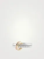 Marigold Sterling Silver Stacked Ring With Diamonds