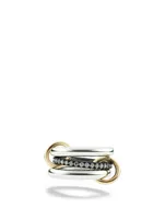 Libra Gris Sterling Silver And Gold Stacked Ring With Diamonds