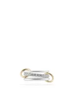 Petunia SG Sterling Silver And 18K Gold Stacked Ring With Diamonds
