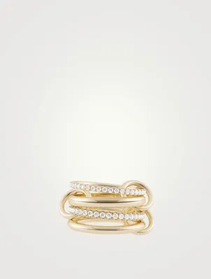 Polaris YG 18K Gold Stacked Ring With Diamonds