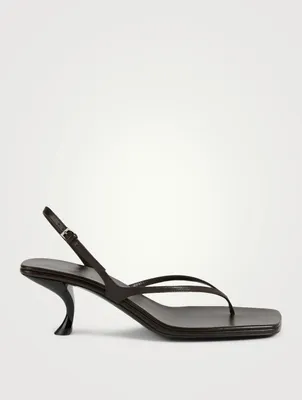 Constance Leather Heeled Slingback Thong Sandals