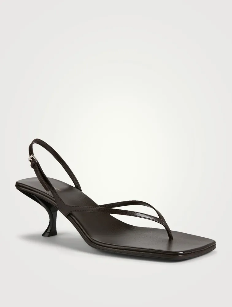 Constance Leather Heeled Slingback Thong Sandals