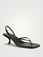 Constance Leather Heeled Slingback Thong Sandals