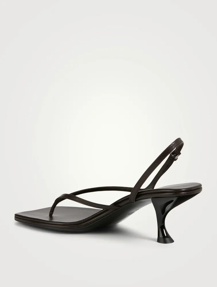 Constance Leather Heeled Slingback Thong Sandals