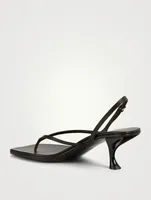 Constance Leather Heeled Slingback Thong Sandals