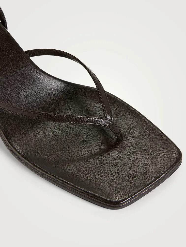 Constance Leather Heeled Slingback Thong Sandals