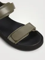 Hook-And-Loop Leather Sandals