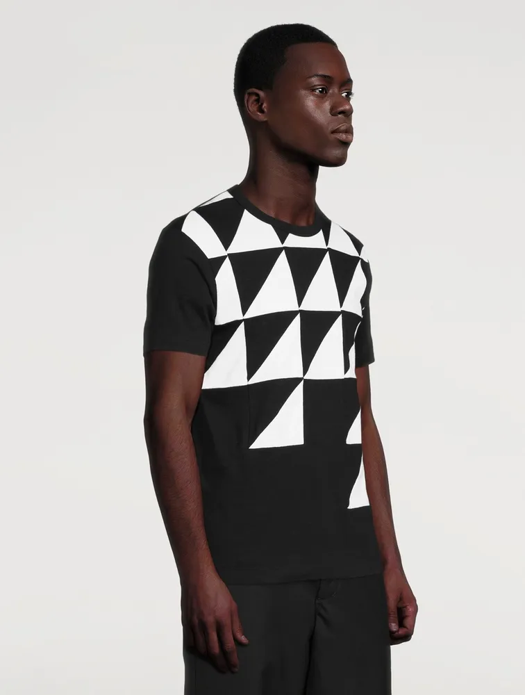 Cotton Jersey T-shirt Triangle Check Print