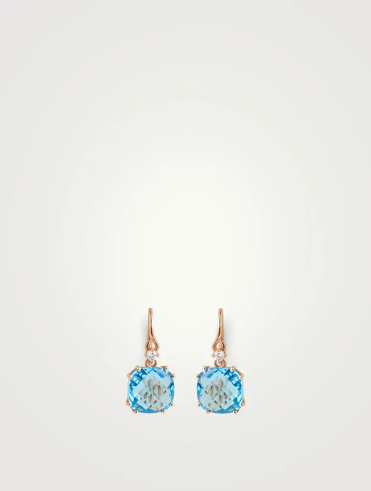 Classics 14K Rose Gold Drop Earrings With Blue Topaz And Diamonds