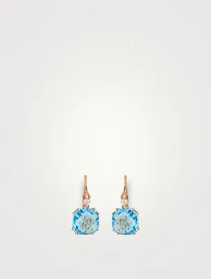 Classics 14K Rose Gold Drop Earrings With Blue Topaz And Diamonds