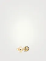 Bloom 14K Gold Hexagon Stud Earrings With Blue Topaz