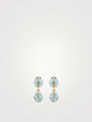 Bloom 14K Gold Double Drop Earrings With Blue Topaz