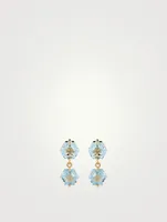 Bloom 14K Gold Double Drop Earrings With Blue Topaz