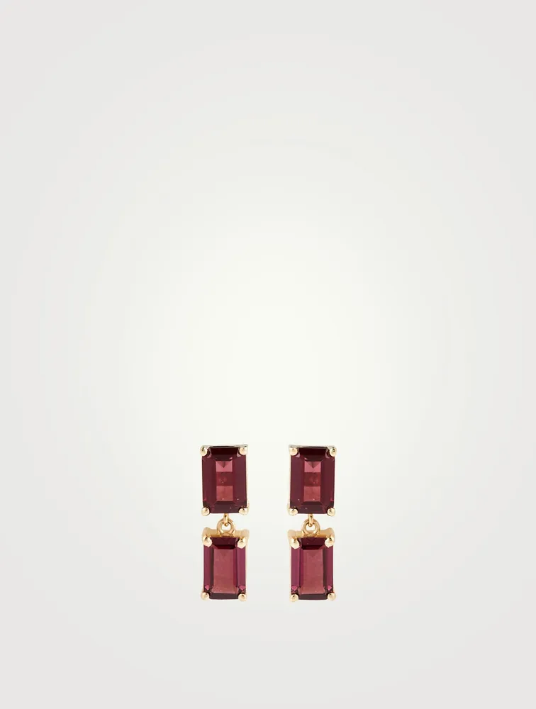 14K Gold Stud Earrings With Rhodolite