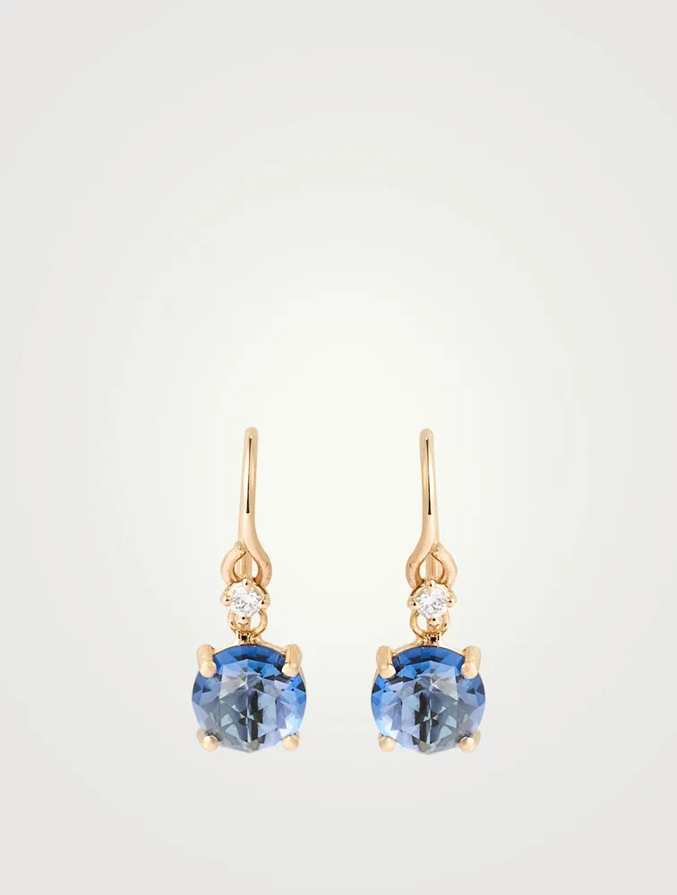 Bloom 14K Gold Drop Earrings With Blue Topaz And Diamonds