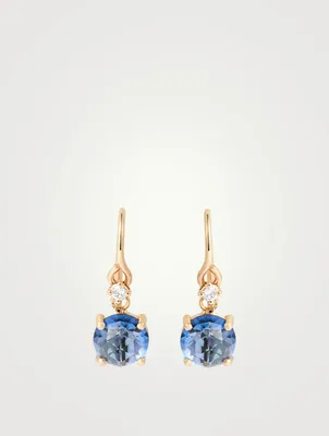 Bloom 14K Gold Drop Earrings With Blue Topaz And Diamonds