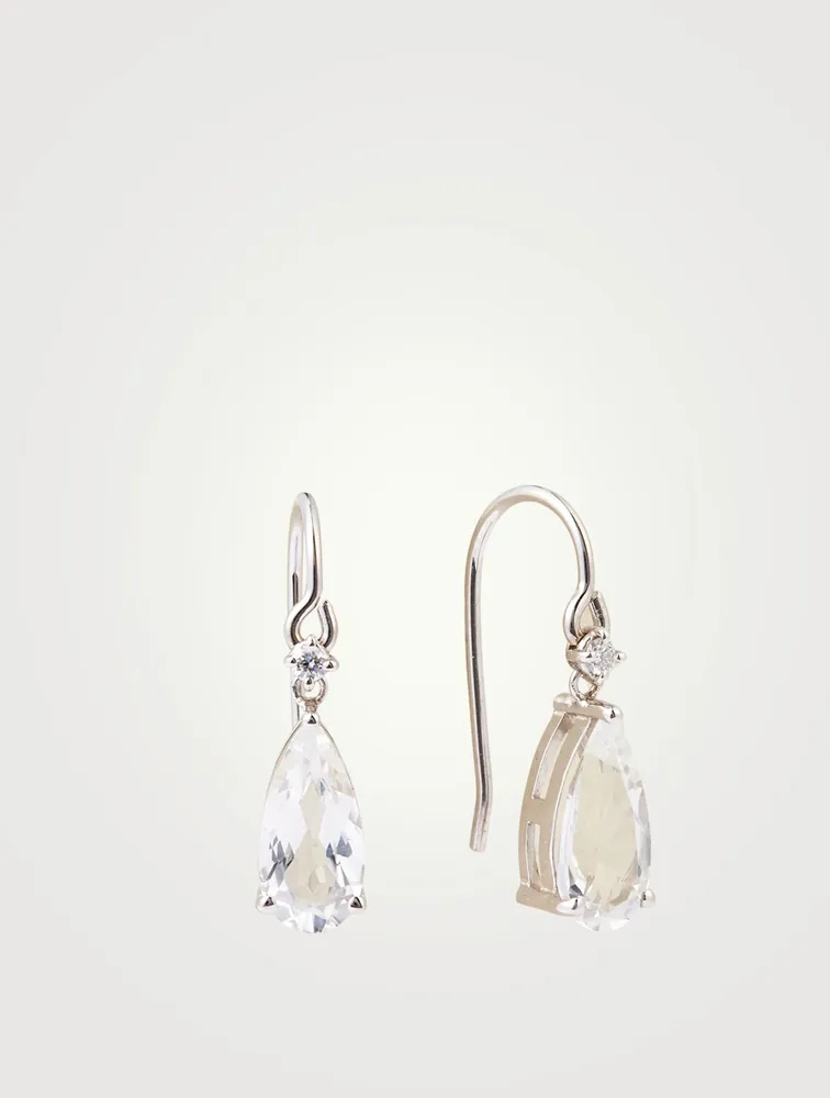 Amalfi 14K White Gold Drop Earrings With White Topaz And Diamonds