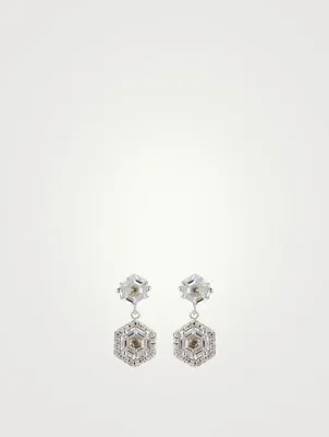 Amalfi 14K White Gold Drop Earrings With White Topaz And Diamonds