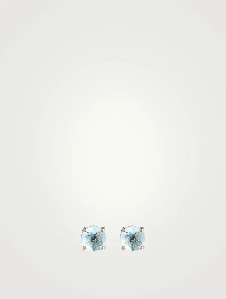 Lyla 14K White Gold Blue Topaz Stud Earrings