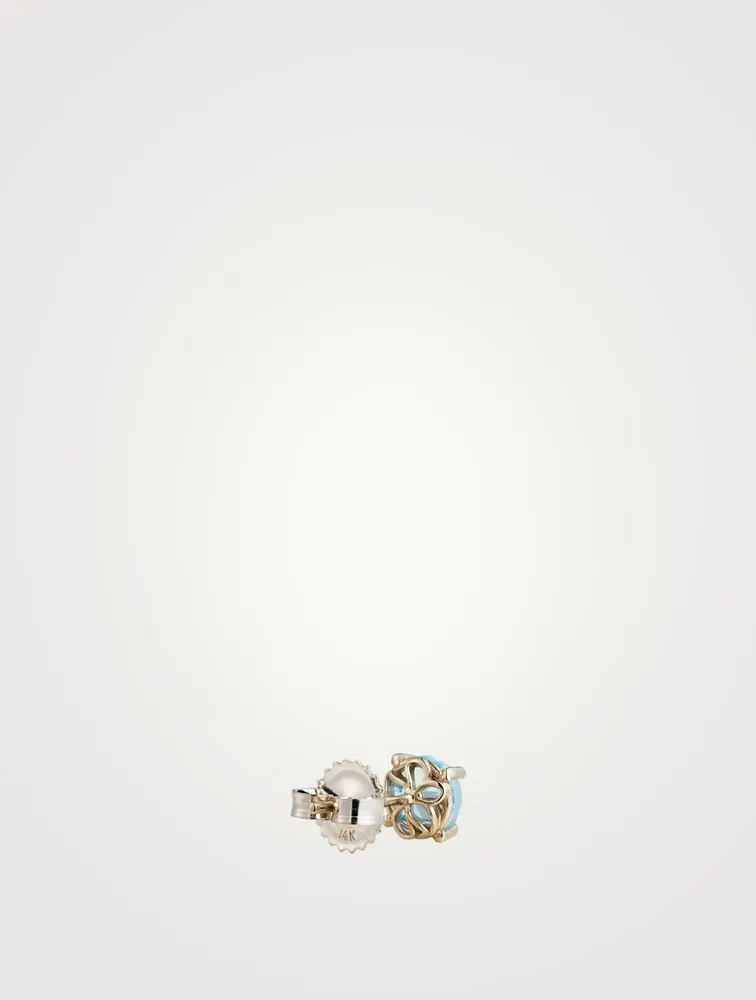 Lyla 14K White Gold Blue Topaz Stud Earrings