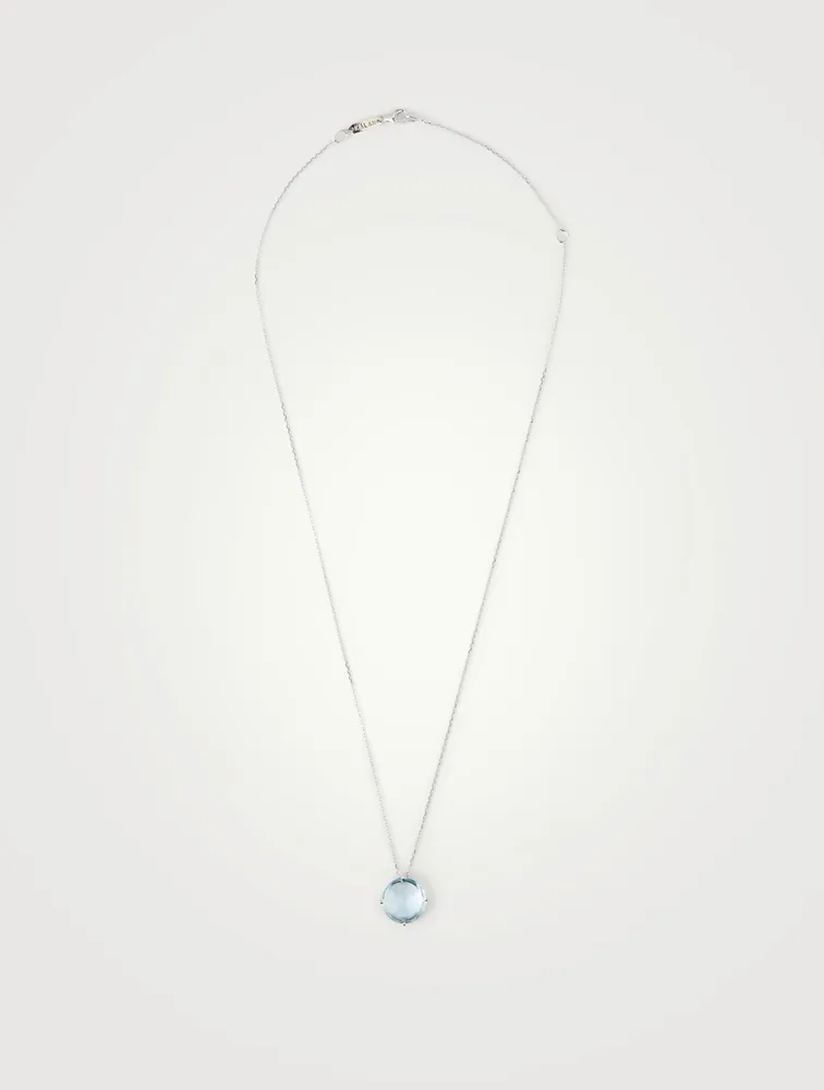 Classics 14K White Gold Pendant Necklace With Blue Topaz