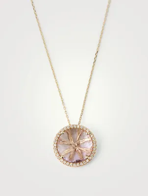 Soleil 14K Gold Pendant Necklace With Rose De France And Diamonds