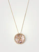 Soleil 14K Gold Pendant Necklace With Rose De France And Diamonds