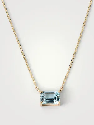 Bloom 14K Gold Drop Necklace With Blue Topaz