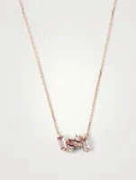 Nola 14K Rose Gold Bar Necklace With Rose De France And Diamonds