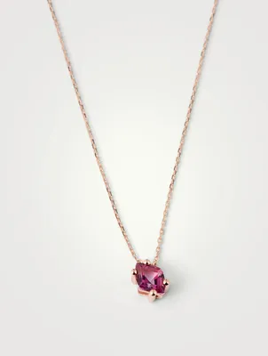 Crete 14K Rose Gold Drop Necklace With Pink Topaz