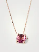 Eloise 14K Rose Gold Drop Necklace With Pink Topaz And Diamond