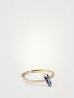 Santorini 14K Gold Stacking Ring With Blue Topaz And Diamonds