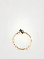 Santorini 14K Gold Stacking Ring With Blue Topaz And Diamonds