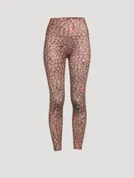 High-Waisted Midi Leggings Electric Cheetah Swirl Print