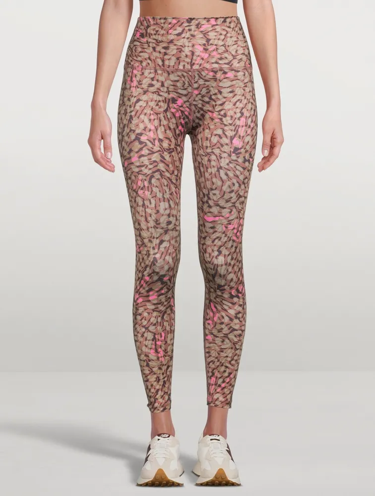 High-Waisted Midi Leggings Electric Cheetah Swirl Print