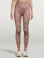 High-Waisted Midi Leggings Electric Cheetah Swirl Print