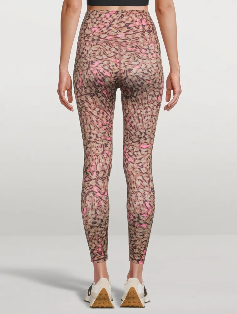 High-Waisted Midi Leggings Electric Cheetah Swirl Print