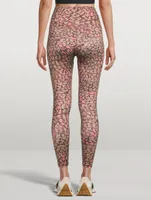 High-Waisted Midi Leggings Electric Cheetah Swirl Print