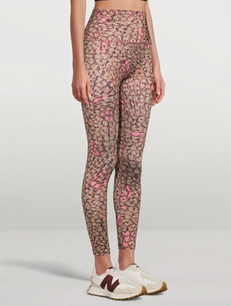 High-Waisted Midi Leggings Electric Cheetah Swirl Print