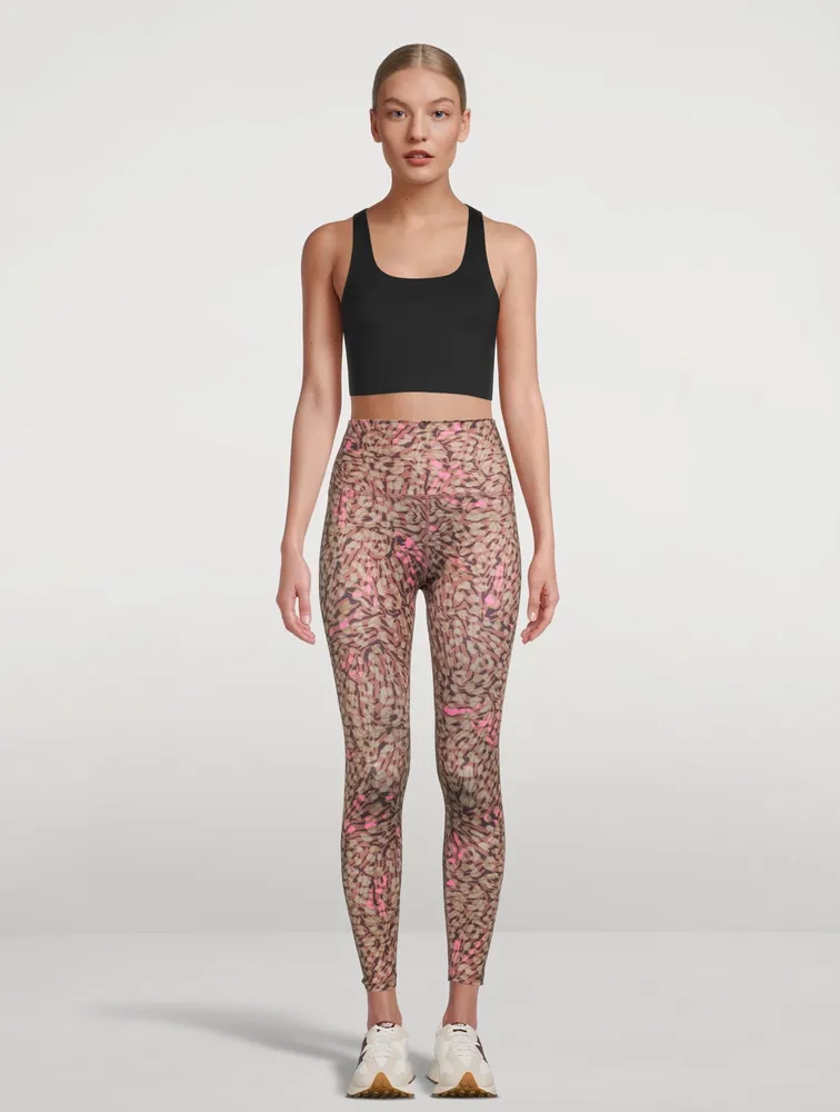 High-Waisted Midi Leggings Electric Cheetah Swirl Print