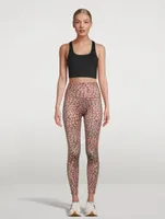 High-Waisted Midi Leggings Electric Cheetah Swirl Print