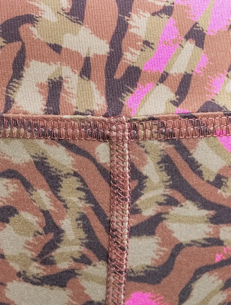 High-Waisted Midi Leggings Electric Cheetah Swirl Print