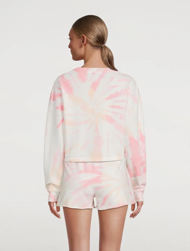 Weekend Terry Cotton Cropped Sweatshirt Tie Dye Print