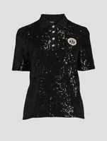 Sequined Polo With Embroidered Logo