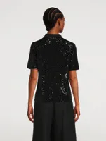 Sequined Polo With Embroidered Logo