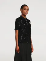 Sequined Polo With Embroidered Logo